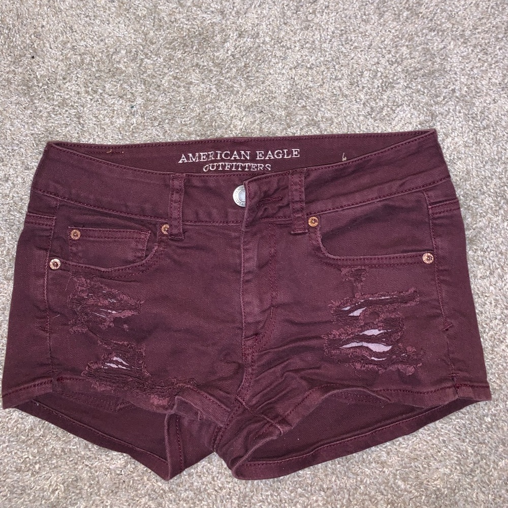 American Eagle Stretch Purple Ripped Jean shorts size 4 - Picture 3 of 10